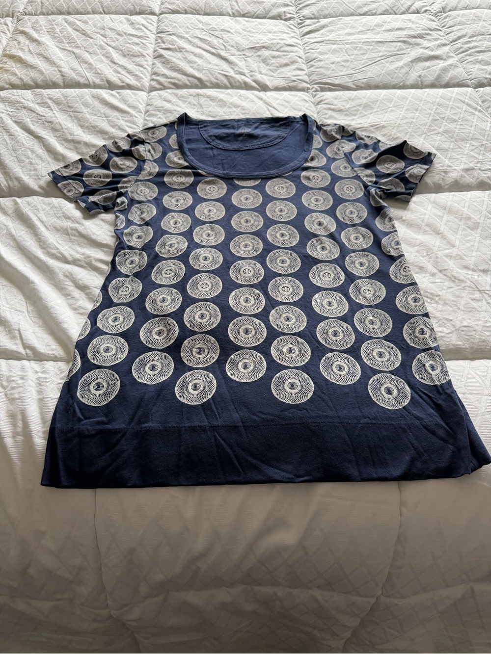 Tory Burch Navy Blue Short-Sleeve Printed Tunic